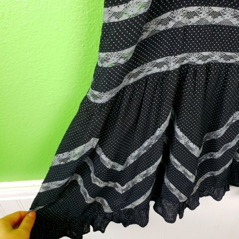 Free People Intimately Black Gray Poka Dot Sleeveless Tappered Shirt Sz Small - Picture 10 of 11